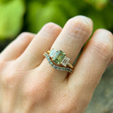 1.52ct Emerald Cut Parti Sapphire and Lab Grown Diamond Three Stone Low Profile Ring in 14k Yellow Gold