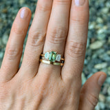 1.52ct Emerald Cut Parti Sapphire and Lab Grown Diamond Three Stone Low Profile Ring in 14k Yellow Gold