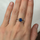 2.23ct Round Royal Blue Sapphire Scallop Cup Solitaire in 14k Yellow Gold