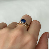 2.23ct Round Royal Blue Sapphire Scallop Cup Solitaire in 14k Yellow Gold