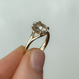 1.82ct White Oval Brilliant Sapphire Low Profile Six Prong Split Shank Solitaire in 14k Yellow Gold