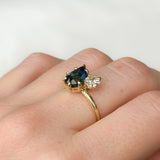 2.47ct Parti Sapphire and 0.49ct Antique Diamond Toi Et Moi Ring in 18k Yellow Gold