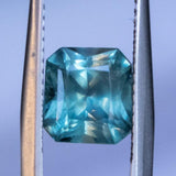 2.46CT RADIANT CUT MONTANA SAPPHIRE, TEAL BLUE GREEN-GREY, 7.71X7.07X5MM, UNTREATED - APPRAISED STONE