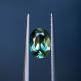 1.53CT OVAL AUSTRALIAN SAPPHIRE, PARTI GREEN BLUE YELLOW, 8.1X5.6X3.74MM
