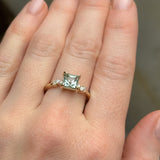 1.52ct Princess Cut Montana Sapphire and Diamond Starry Night Low Profile Solitaire in 14k Yellow Gold