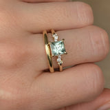 1.52ct Princess Cut Montana Sapphire and Diamond Starry Night Low Profile Solitaire in 14k Yellow Gold