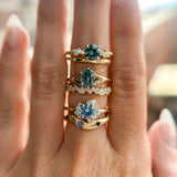 0.87ct Periwinkle Purple-Blue Round Montana Sapphire and Diamond Asymmetrical Cluster Ring in 14k Yellow Gold