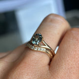 1.46ct Oval Precision Cut Montana Sapphire Low Profile Six Prong Split Shank Solitaire in 14k Yellow Gold