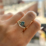 1.46ct Oval Precision Cut Montana Sapphire Low Profile Six Prong Split Shank Solitaire in 14k Yellow Gold