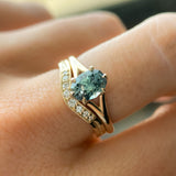 1.46ct Oval Precision Cut Montana Sapphire Low Profile Six Prong Split Shank Solitaire in 14k Yellow Gold