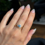 0.87ct Periwinkle Purple-Blue Round Montana Sapphire and Diamond Asymmetrical Cluster Ring in 14k Yellow Gold