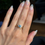 0.87ct Periwinkle Purple-Blue Round Montana Sapphire and Diamond Asymmetrical Cluster Ring in 14k Yellow Gold