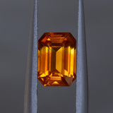 40% OFF 2.20CT EMERALD CUT MADAGASCAR SAPPHIRE, BICOLOR ORANGE AND YELLOW, 8.73X6.19X3.98MM