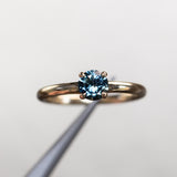 0.75ct Round Nigerian Untreated Blue Sapphire Low Profile 4 Prong Solitaire in 14k Yellow Gold