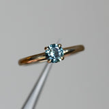 0.75ct Round Nigerian Untreated Blue Sapphire Low Profile 4 Prong Solitaire in 14k Yellow Gold