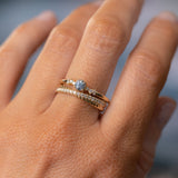 Blue Sapphire and Diamond "Micro" Starry Night Low Profile Solitaire in 14k Yellow Gold