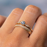 Blue Sapphire and Diamond "Micro" Starry Night Low Profile Solitaire in 14k Yellow Gold