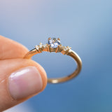 Blue Sapphire and Diamond "Micro" Starry Night Low Profile Solitaire in 14k Yellow Gold