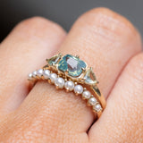 1.18ct Silky Cushion Sapphire and Trillion Sapphire Sides Antique Compass Set Low Profile Ring in 14k Yellow Gold