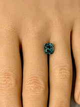 2.44CT CUSHION PRECISION CUT MONTANA SAPPHIRE, BICOLOR BLUE TEAL, 7.9X6.8MM