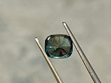 2.44CT CUSHION PRECISION CUT MONTANA SAPPHIRE, BICOLOR BLUE TEAL, 7.9X6.8MM