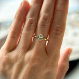 0.82ct Unheated Silky Light Seafoam Teal Montana Sapphire Scallop Cup Solitaire in 14k Yellow Gold