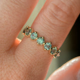 9-Stone Madagascar Sapphire Compass Set Low Profile Line Band