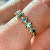 9-Stone Madagascar Sapphire Compass Set Low Profile Line Band