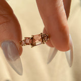 Pink Spinel, Garnet and Tourmaline Mosaic Ring in 14k Yellow Gold