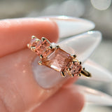 Pink Spinel, Garnet and Tourmaline Mosaic Ring in 14k Yellow Gold