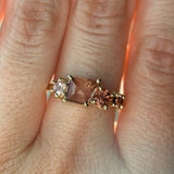 Pink Spinel, Garnet and Tourmaline Mosaic Ring in 14k Yellow Gold