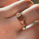 Pink Spinel, Garnet and Tourmaline Mosaic Ring in 14k Yellow Gold