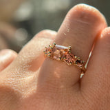 Pink Spinel, Garnet and Tourmaline Mosaic Ring in 14k Yellow Gold