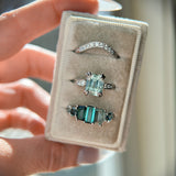 Teal Tourmaline and Sapphire Mosaic Low Profile Ring in 14k White Gold