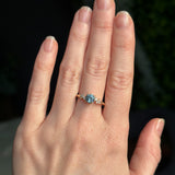 0.91ct Light Cornflower Blue Montana Sapphire and Diamond Starry Night Low Profile Solitaire in 14k Yellow Gold