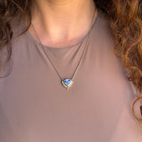 2.54ct Untreated Sri Lankan Trillion Sapphire Vine Frame Necklace in 14k Yellow Gold