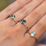 1.51ct Teal Oval Montana Sapphire Evergreen Carved 4 Prong Solitaire in 14k Yellow Gold