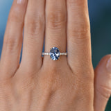 2.09ct Oval Madagascar Sapphire and French Set Diamond Solitaire in 14K White Gold