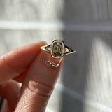 1.36ct Unique Cushion Cut Grey Champagne Diamond Split Shank Bezel Set Ring in 14k Yellow Gold