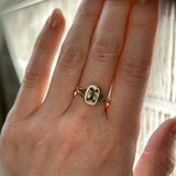 1.36ct Unique Cushion Cut Grey Champagne Diamond Split Shank Bezel Set Ring in 14k Yellow Gold