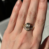 1.36ct Unique Cushion Cut Grey Champagne Diamond Split Shank Bezel Set Ring in 14k Yellow Gold