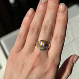 1.36ct Unique Cushion Cut Grey Champagne Diamond Split Shank Bezel Set Ring in 14k Yellow Gold