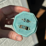 1.65ct Cushion Cut Untreated Madagascar Parti Sapphire and Light Blue Sapphire Low Profile East-West Ring in 14k Yellow Gold