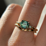 1.65ct Cushion Cut Untreated Madagascar Parti Sapphire and Light Blue Sapphire Low Profile East-West Ring in 14k Yellow Gold