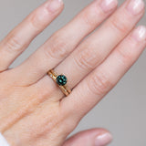 1.27ct Round Australian Sapphire Evergreen Carved Solitaire in 14k Yellow Gold