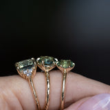 2.10ct Untreated Green Parti Nigerian Oval Sapphire Six Prong Evergreen Solitaire in 14k Yellow Gold