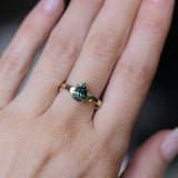 1.57ct Untreated Teal Pear Sapphire Low Profile 5 Prong Tapered Solitaire in 14k Yellow Gold