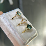 1.20ct Oval Brilliant Teal Montana Sapphire and Princess Cut Diamond Rapids Low Profile Ring in 14k Yellow Gold