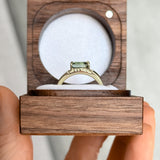 2.05ct Parti Teal Emerald Cut Sapphire Ravine Band in 14k Green Gold