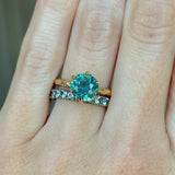 2.15ct Round Teal Nigerian Sapphire Scallop Cup Solitaire in 18k Yellow Gold